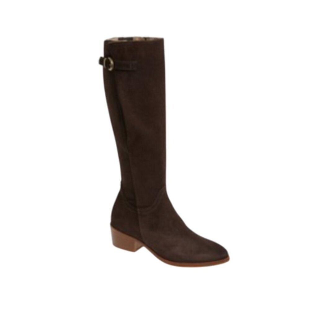 NEW Italeau Tosca Waterproof Suede Boots Womens 37.5 7.5 Brown Knee High NWOB